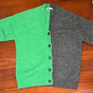 Zara Two-Tone Green and Gray Cardigan